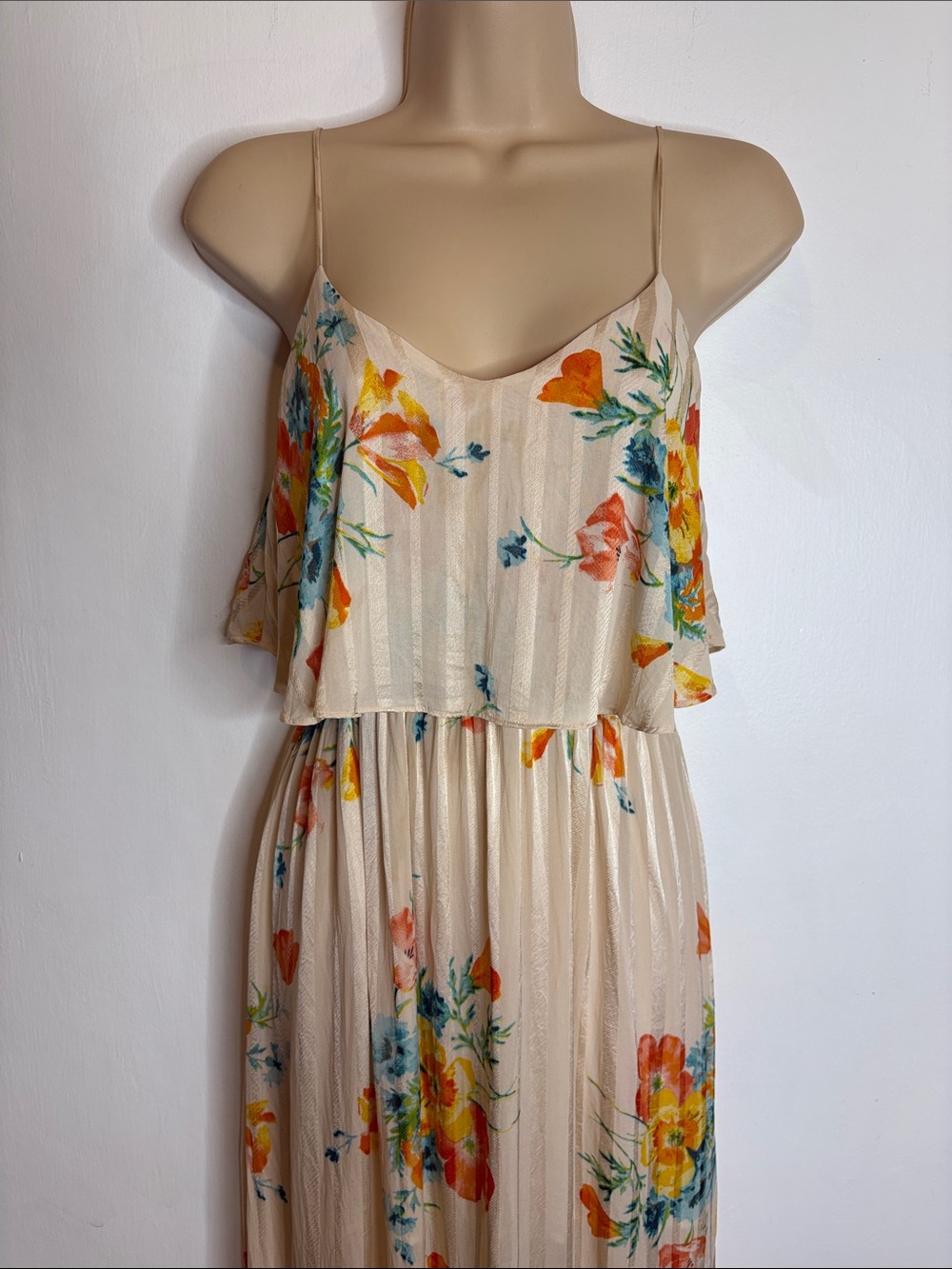 Topshop Floral Cream Maxi Dress with Spaghetti Straps